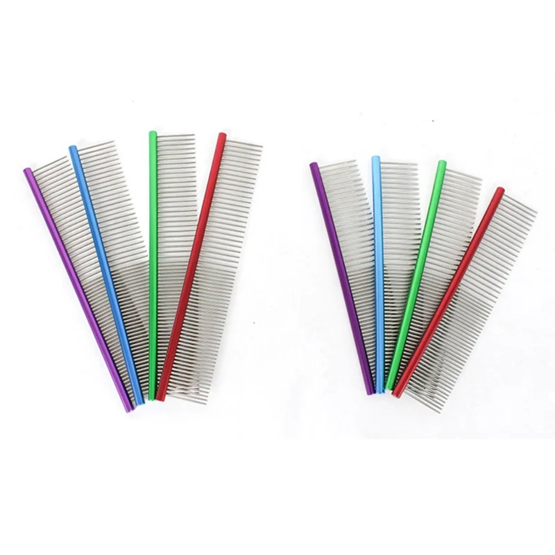 1Pcs Colorful Pet Comb Steel Shedding Dog Grooming Comb Hair Remover Cat Dogs Fur Trimming Cleaning Brush Cats Pets Accessories