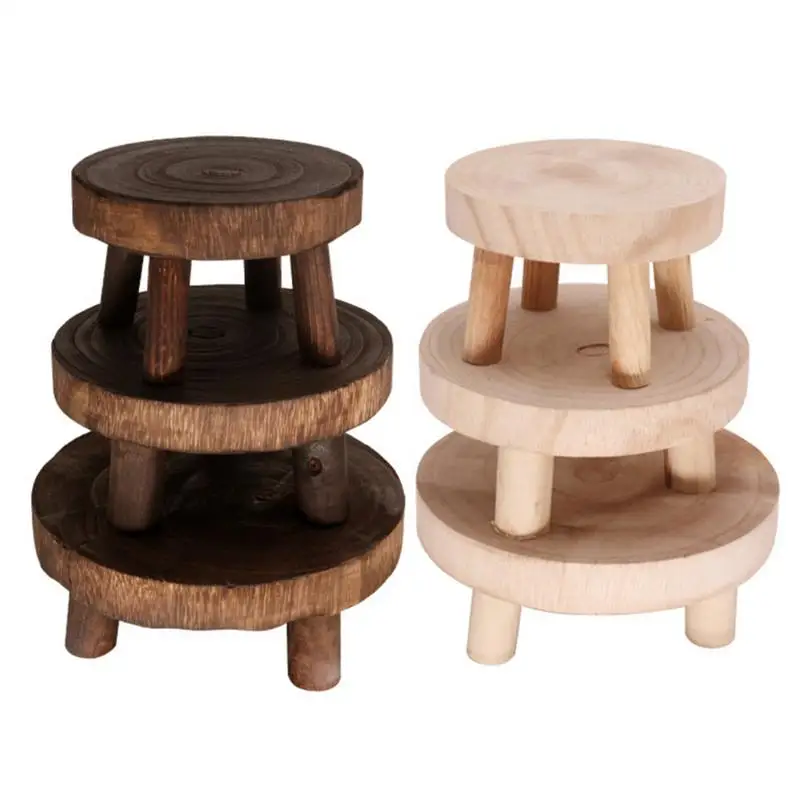 Garden Flower Pot Stand Wooden Plant Stand Flower Pot Base Holder Stool For Gardening Interior Decoration Living Room Display