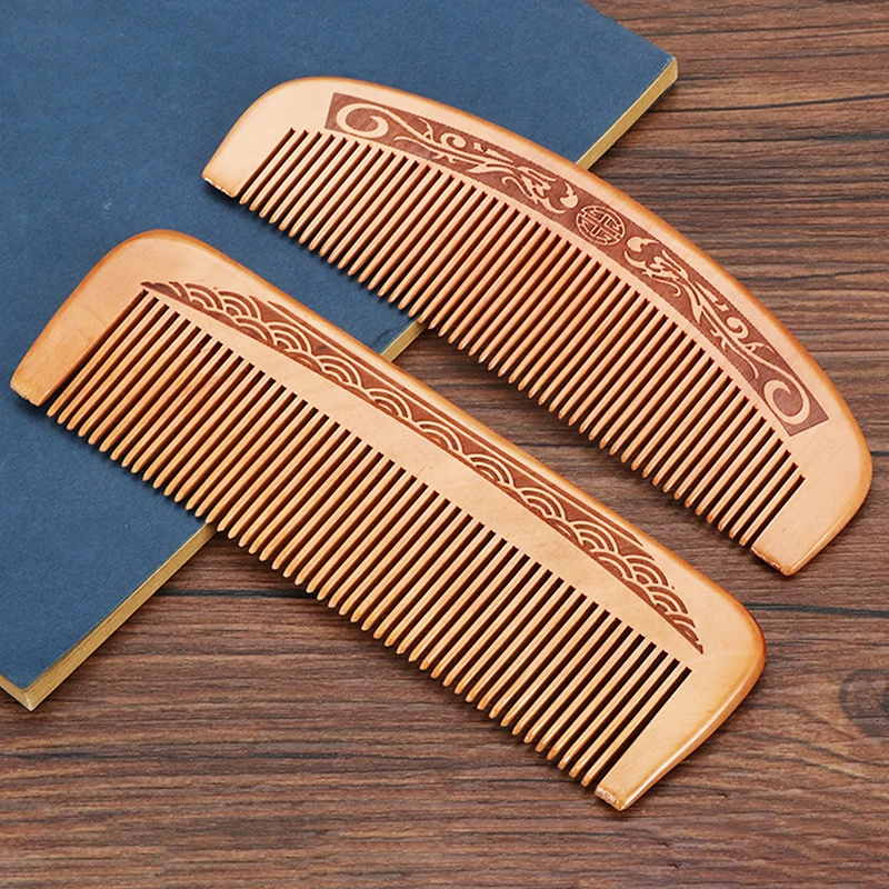 Natural Peach Wood Comb Close Teeth Anti-Static Head Massage Beard Hair Care Tool Beauty Accessories Barber Women'S Hairdres