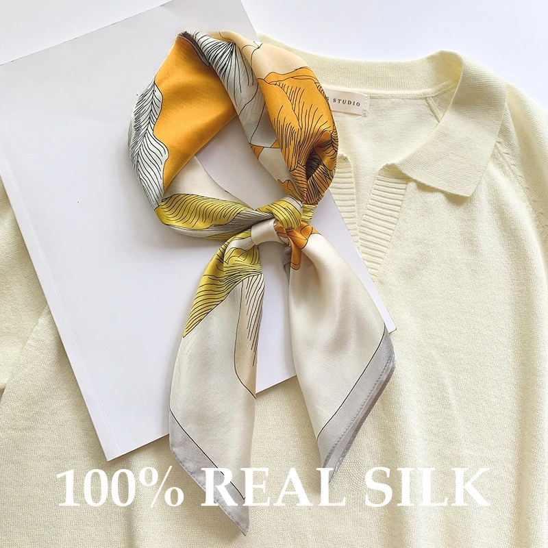 

2026 New 100% Real Silk Hair Scarf Fashion Lady Kerchief Foulard Female Bandana Scarves Women Hair Band Hijab Shawl Wrap Bufanda