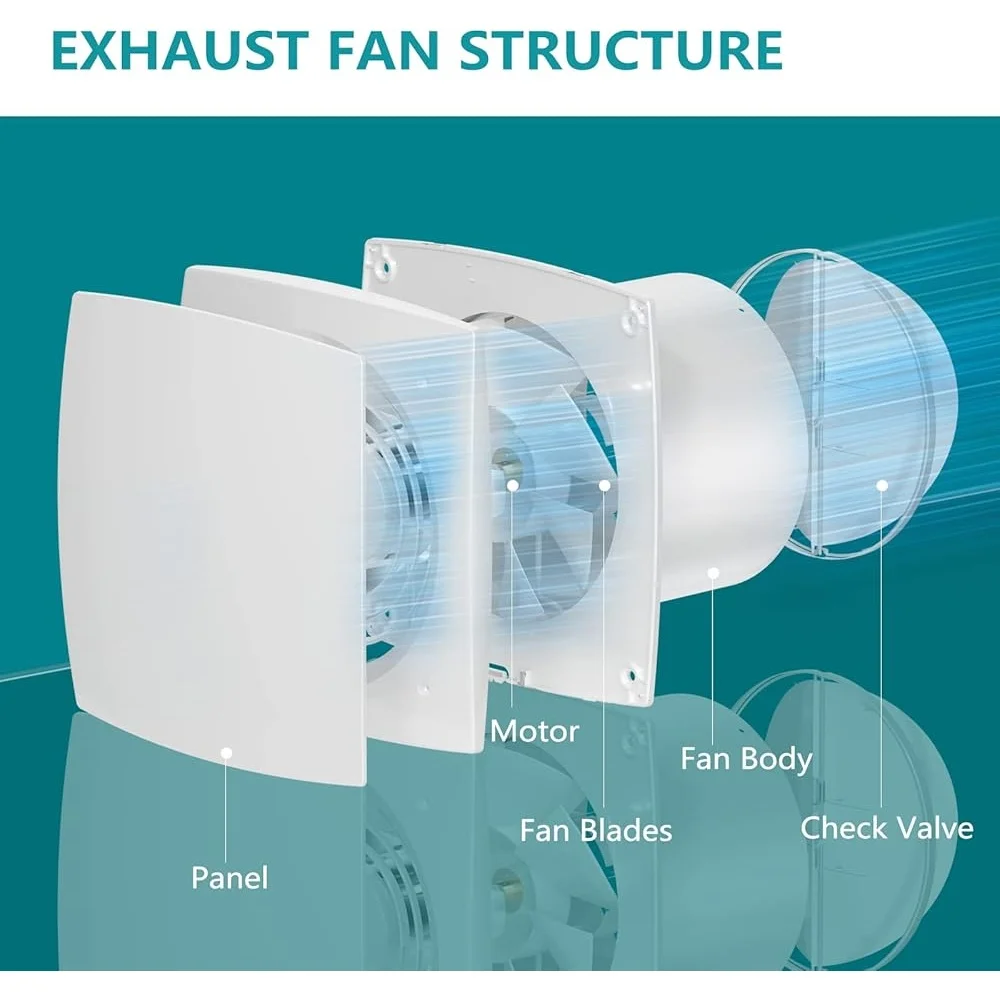 Extractor de aire de 6 pulgadas con amortiguador, montaje en pared de techo para cocina, baño, oficina, 150mm, 201m3/h, silencioso