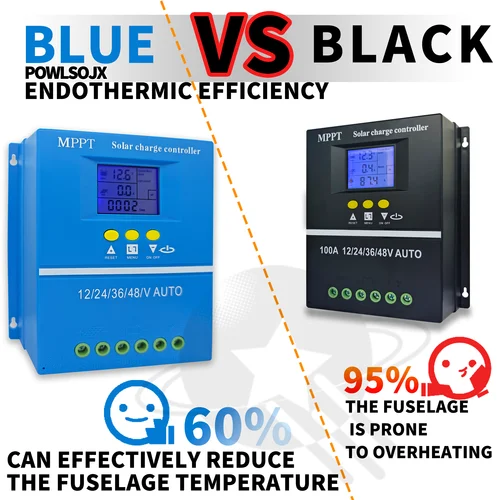 Imagen 2 del producto POWLSOJX controlador de carga Solar MPPT, 60A/80A/100A, Compatible con baterías de 12/24/36/48V, soporte para múltiples baterías