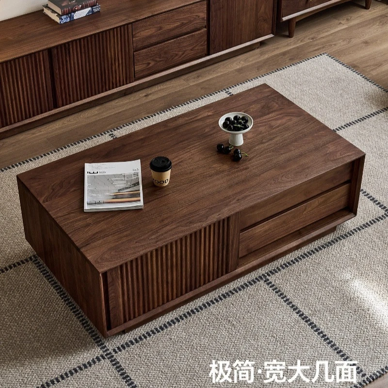 North American black walnut all solid wood coffee table modern simple floor partition household locker storage cabinet