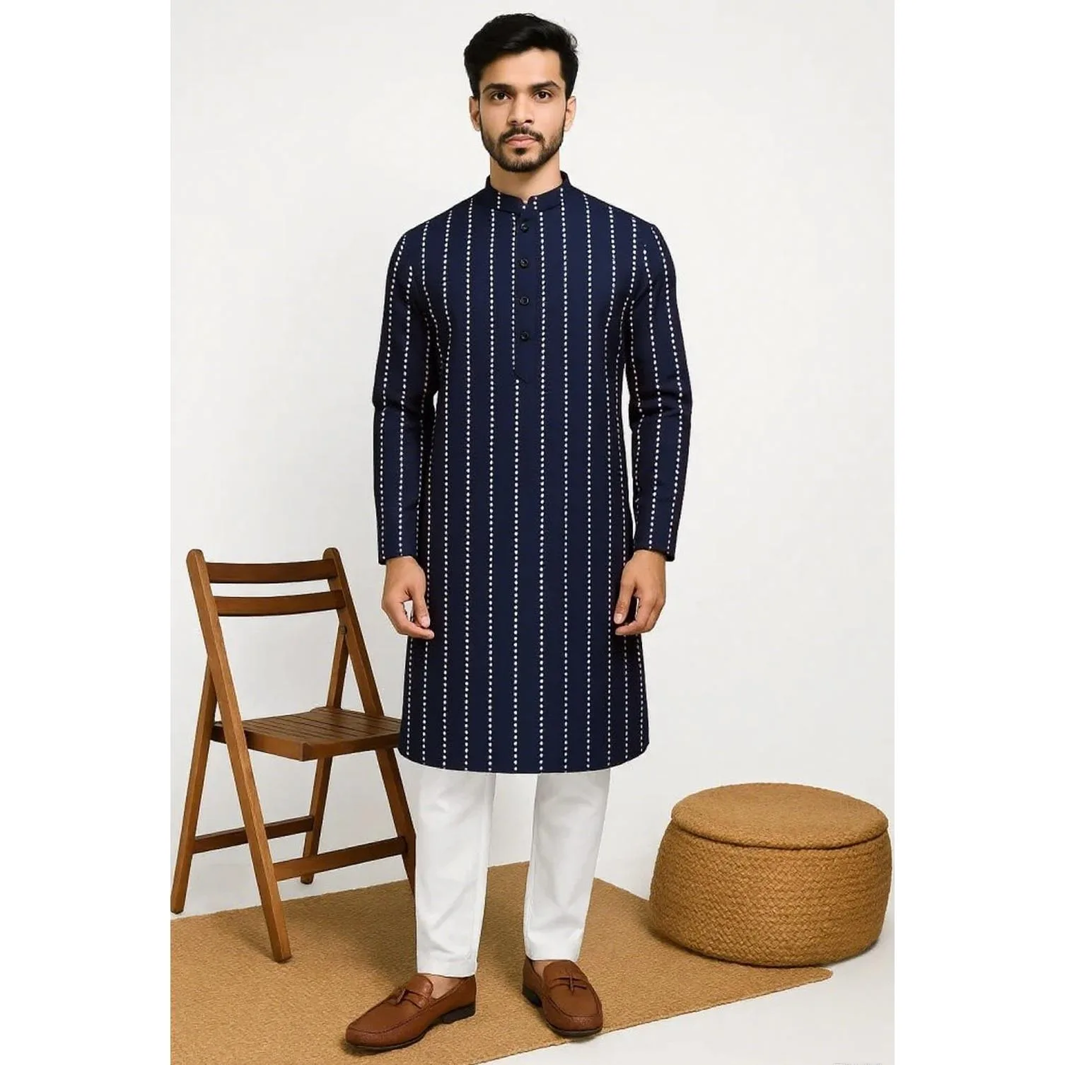 طوق كورتا فارده المطبوع الرقمي ذو الياقة الماندرين العادي طويل مناسب لجميع المناسبات مثل زفاف هاري رايا زفاف الشرق الأوسط #1