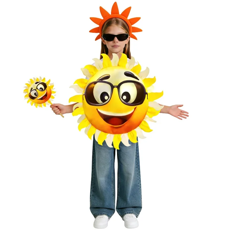 

Sun Cosplay Sunny Costume Cartoon Sunflower Yellow Top School Stage Performance Outfits for Girls Boys Halloween Carnival Party