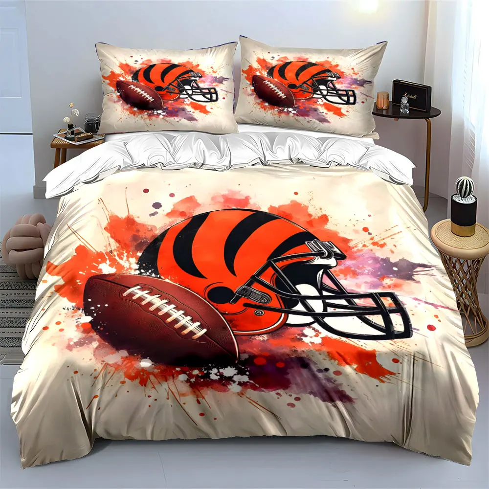 

"Football Helmet Art Trio" Bedding Set with 1 Duvet Cover 2 Pillowcases Single Double King Queen, Gift