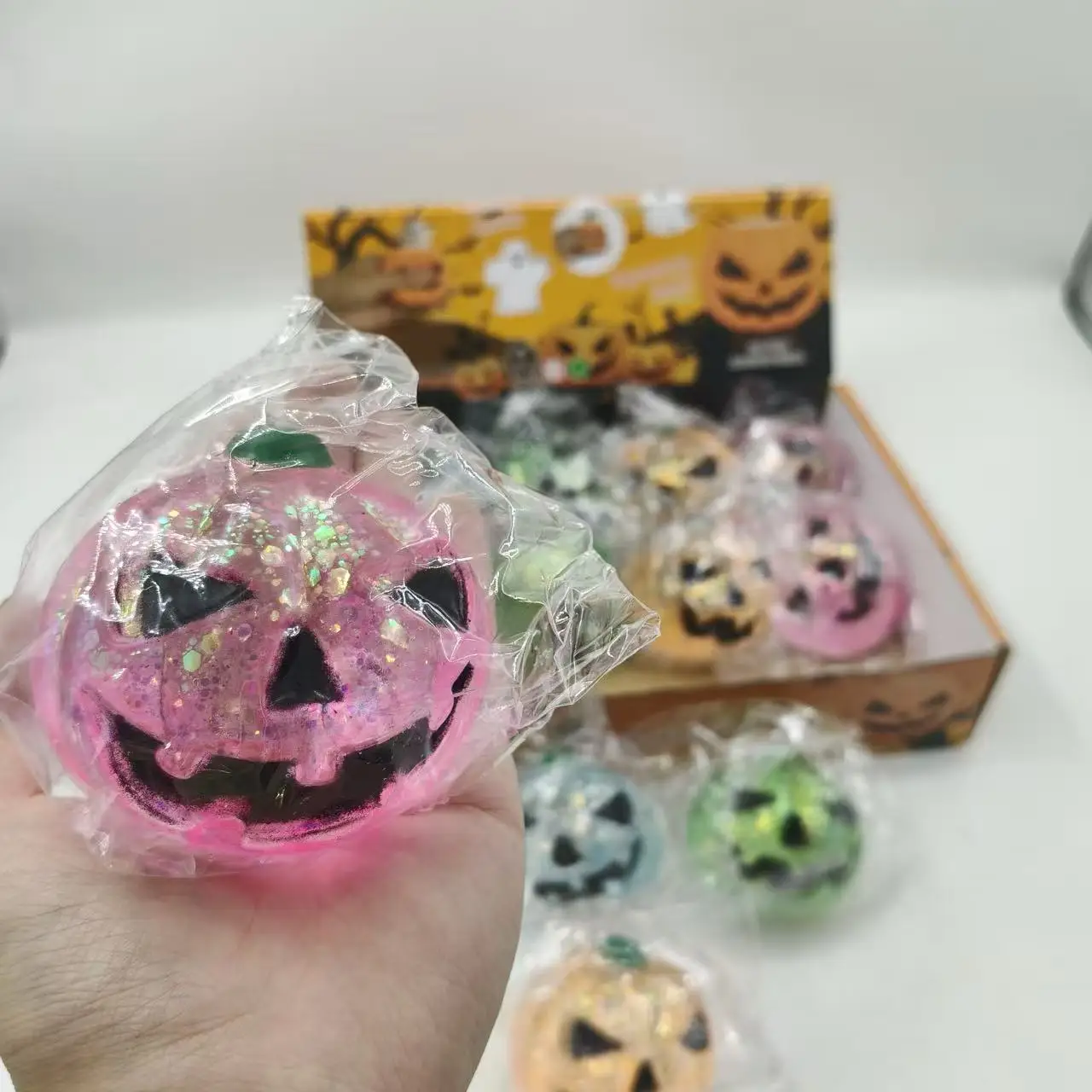 Halloween Spooky Ghost Pumpkin Face Squishy Toy, Maltose Soft Squeeze Stress Relief Decompression Fidget Toy