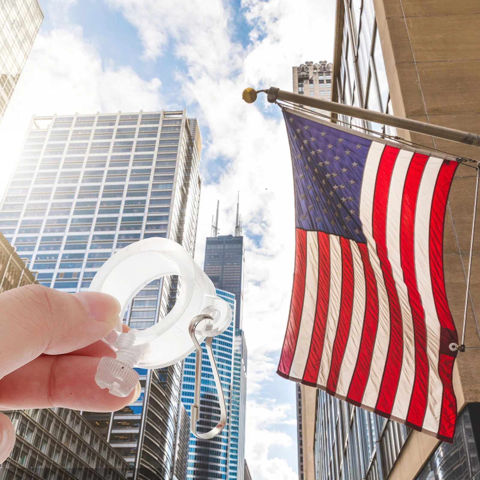 

10 pcs 1 Inch Flagpole Fixed Ring White Hook Style Mounting Fastener For Outdoor Flags Durable Flag Rings Accessories