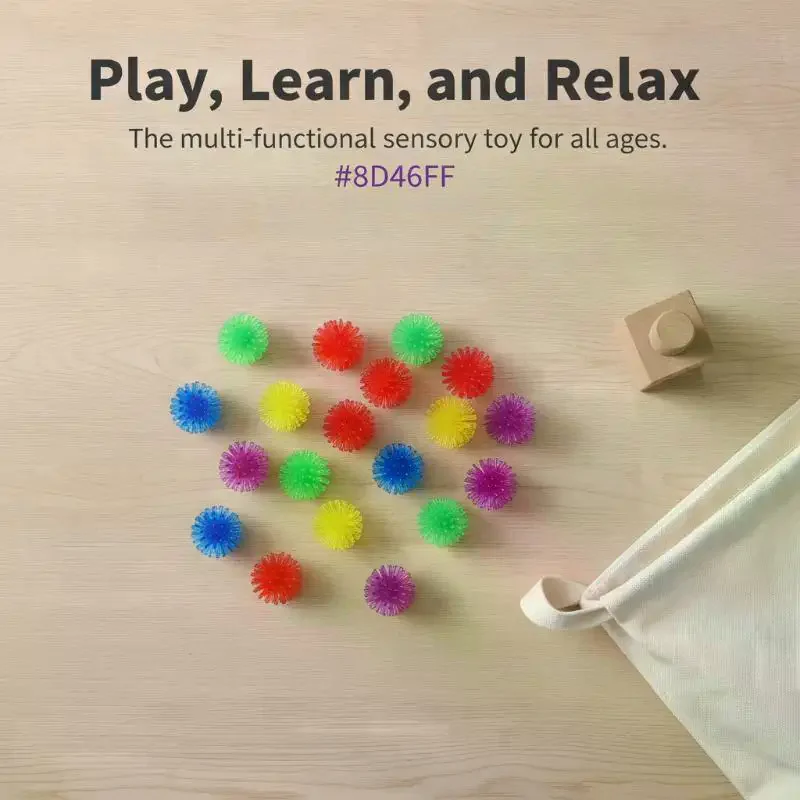 20 Pcs Mini Spiky Sensory Squeeze Balls Soft Stress Relief Fidget Toys for Team Building Activities Party Game Props