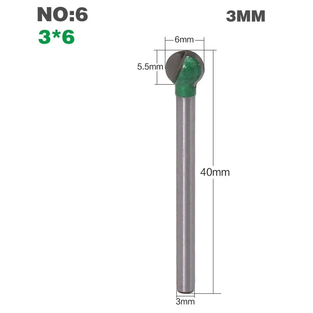 Brand New Routet Bit Carving Green / Silver Hard Alloy High Hook Lubricated Milling Cutter Round Shear Angles Tools