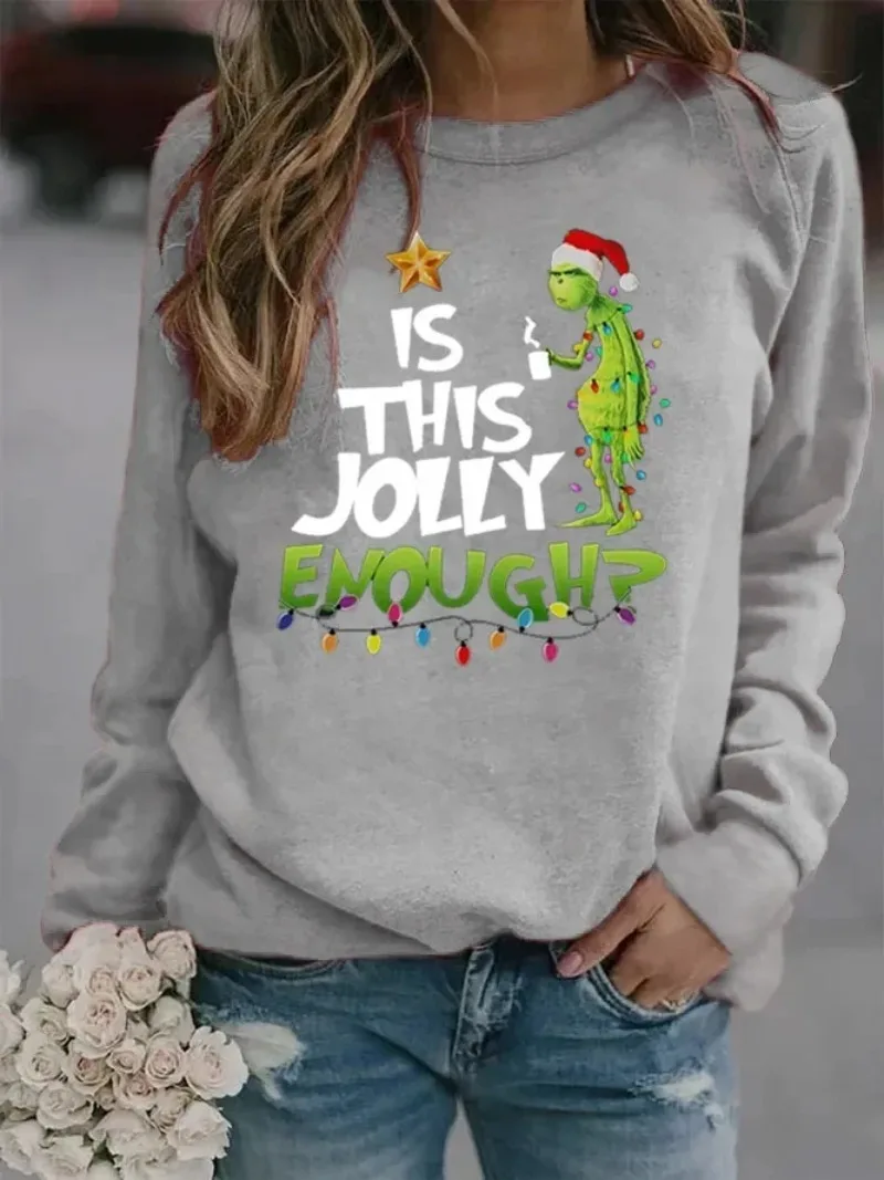 Latest Casual Print Lined Independent Station Cross Border Round Hot Sale of The Season Christmas New Style Long Sleeve