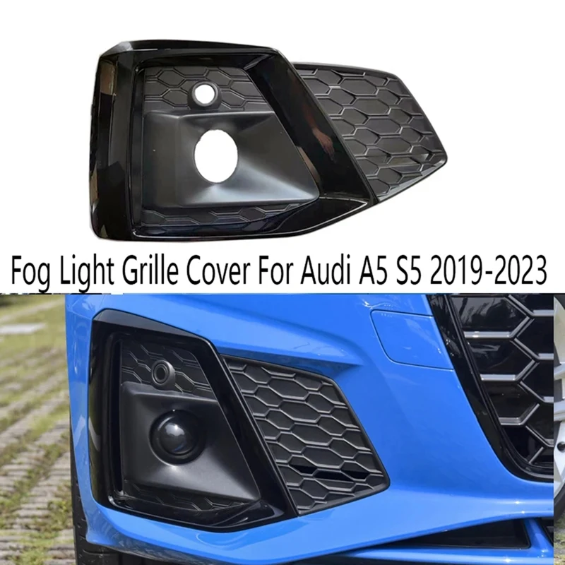 

Car Accessories Black Right Fog Light Grille Cover Fog Lamp Cover Front Honeycomb Bumper Grille For A5 S5 2019-2023
