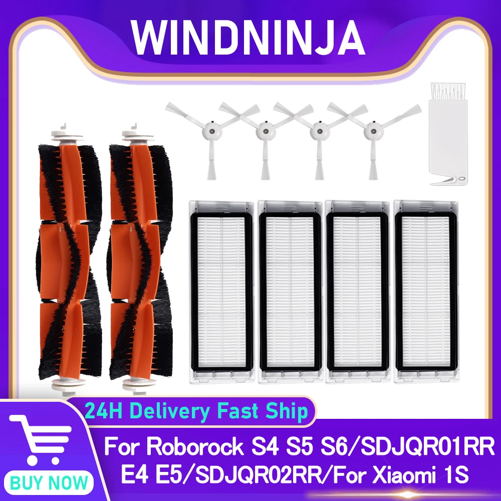 Hauptseitenbürste für Xiaomi Mi Robot 1/1S SDJQR01RR SDJQR02RR SDJQR03RR, passend für Roboeock E3 S4 S4 Max S5 Staubsaugerzubehör