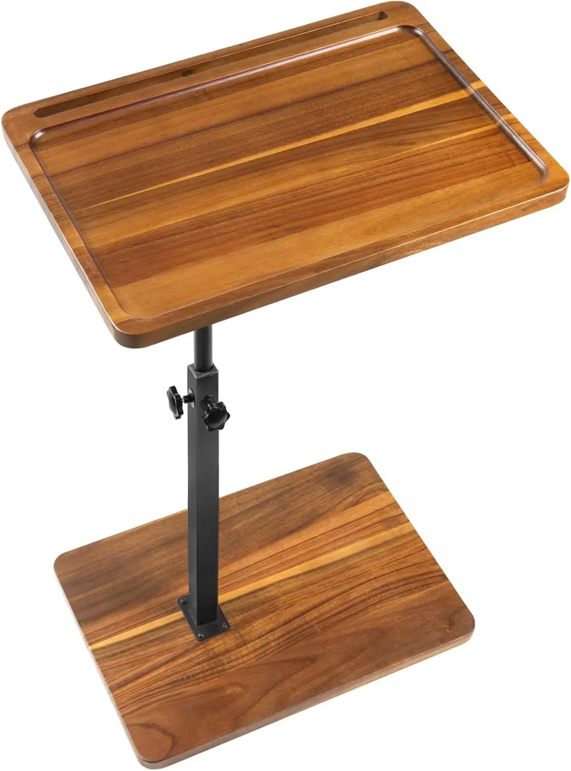 360° Swivel Height Adjustable TV Tray with Phone & Tablet Slot,Snack Side Table End Table for Small Spaces, Bed or Chair