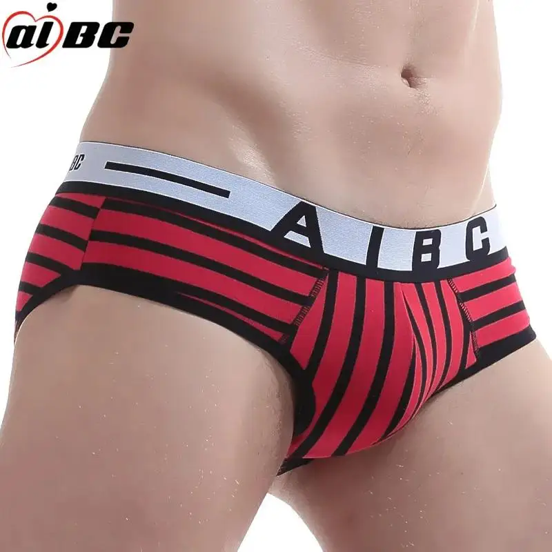 AIBC Cotton Underwear For Men Striped Briefs U Convex Pouch Comfortable Mens Underpants Daily