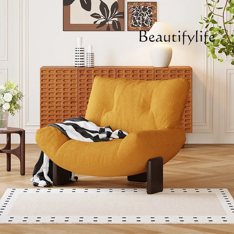 S Medieval Leather Sofa Single Living Room Leisure Chair Sofa Single Chair Lazy Sofa Advanced Sense