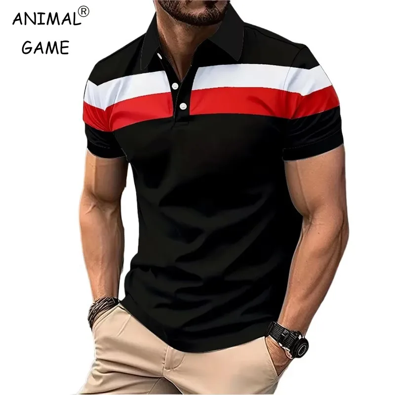 Sommer Herren Kurzarm Poloshirts Splice Atmungsaktive leichte T-Shirts Herren Outdoor Sweatwear Turn Down Herren Shirts