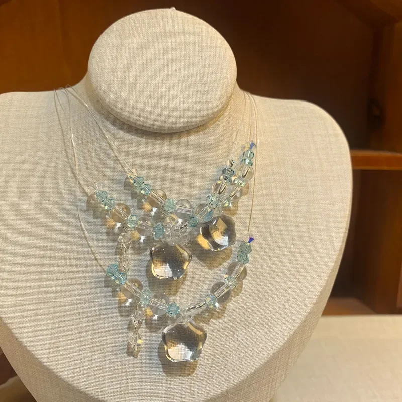 Crystal Necklace White Crystal Star Clavicle Chain Can be Stacked Beaded Fashion Neck Chain Versatile Star Crystal Necklace
