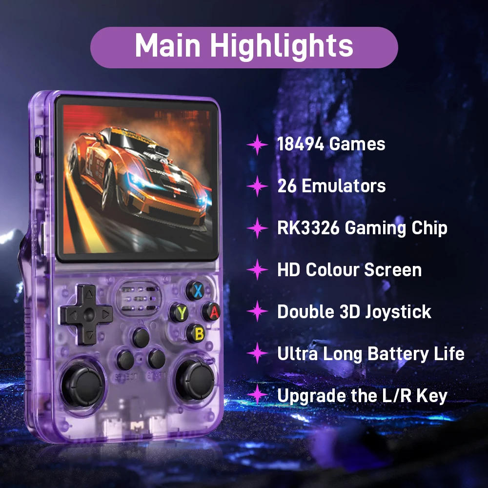 Nouvelle Console de jeu portable rétro R36S, écran HD 3.5 avec émulateurs de jeux 18494 pour PS1/PSP/N64/NES/SNES, double Joystick 3D pour cadeau