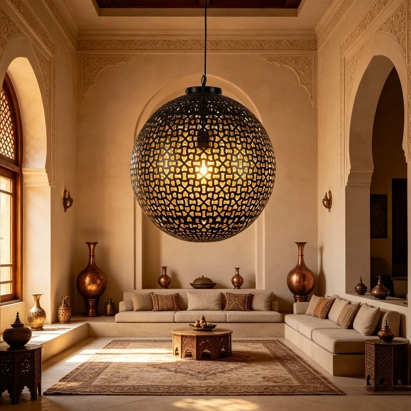 Retro Moroccan Metal Pendent Lights Designer Personality Creative Hanging Lamps Living Room Restaurant Corridor Decor Chandelier