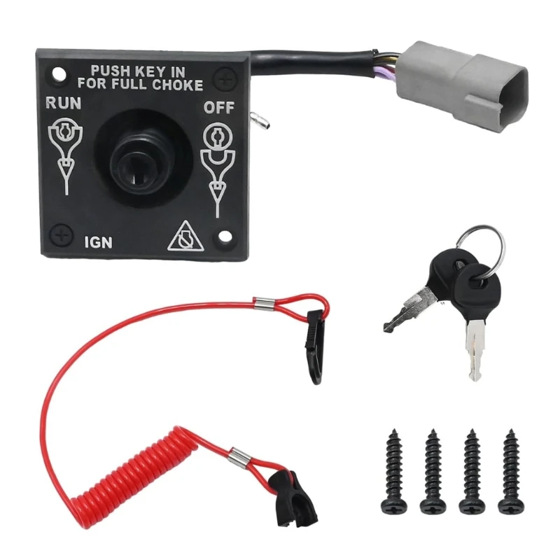 

Marine Start Control Panel 176408 Replacement for Outboard Engine Service, 2 Keys, Safety Lanyard, Square Mounting H9EE