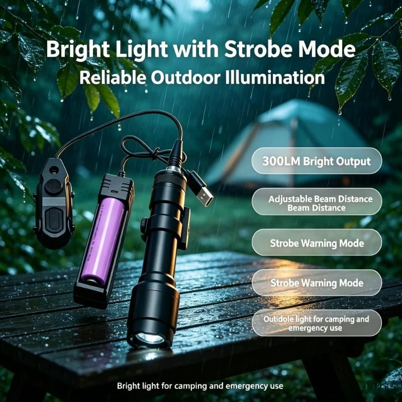 Alloy LED Flashlight Kit Long & Short, Clear Beam with Strobe Mode, USB Charging, Outdoor Adventure Accessories
