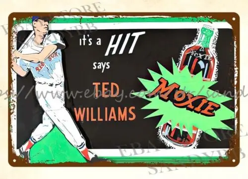 1950s Ted Williams Moxie drink metal tin sign coffee shops indoor wall decor