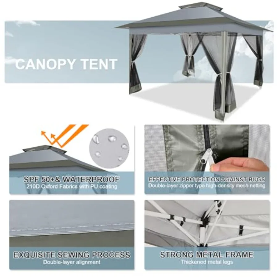 Feet Pop up Gazebo on Clearance Outdoor pop up Canopy Tent, carpas para Patio, Shelter Tents with Netting and Portable Carry Ba