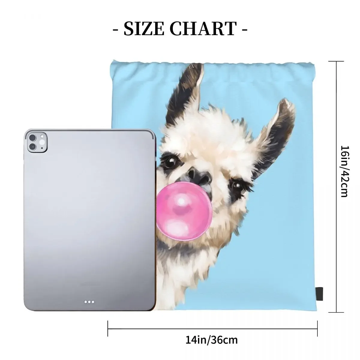 Bubble Gum Sneaky Llama In Blue Backpacks Drawstring Bags Drawstring Bundle Pocket Sundries Bag BookBag For Man Woman School