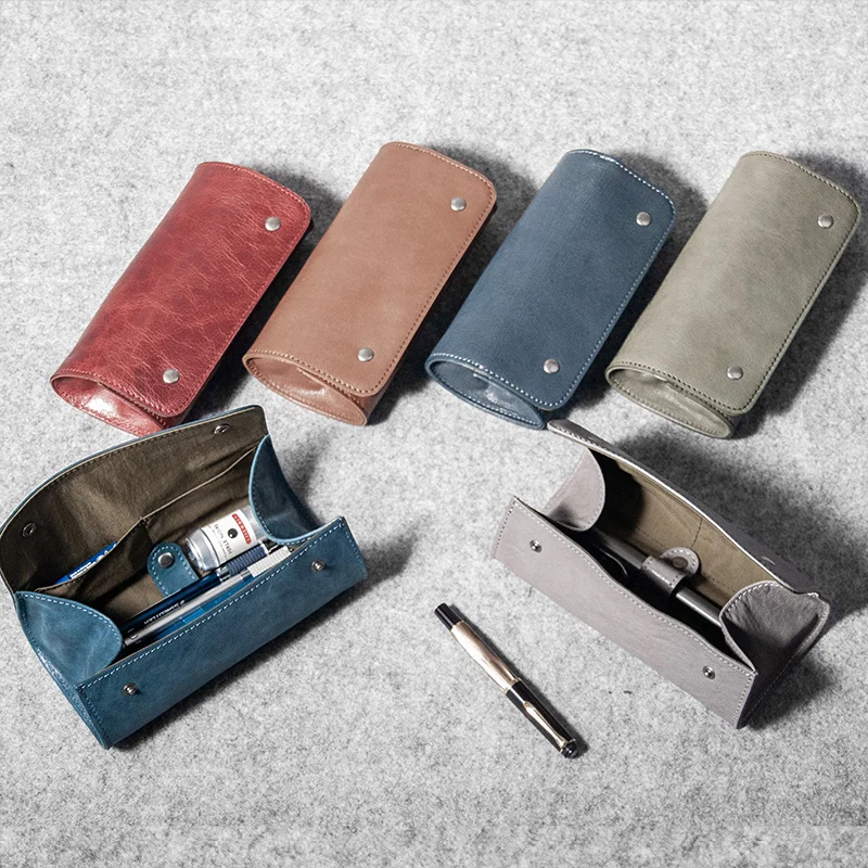 

Lewhisper Designer Ins Style Leather Original Multifunctional Large Capacity Versatile Pen Bag Pen Case