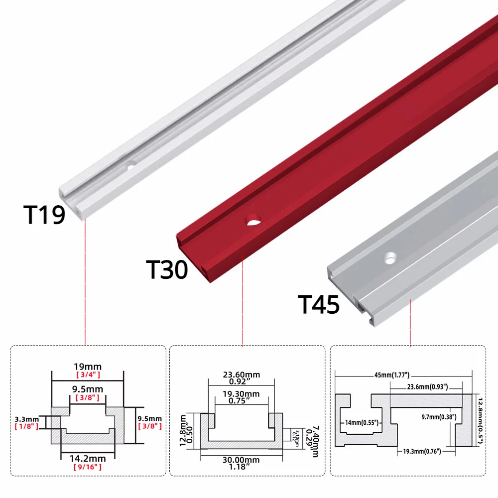 Aluminum Alloy T Tracks Woodworking T-track Miter T-Bar T-Slot T-Slider T Screw Fixture Table Saw Miter Gauge Fastener Rod