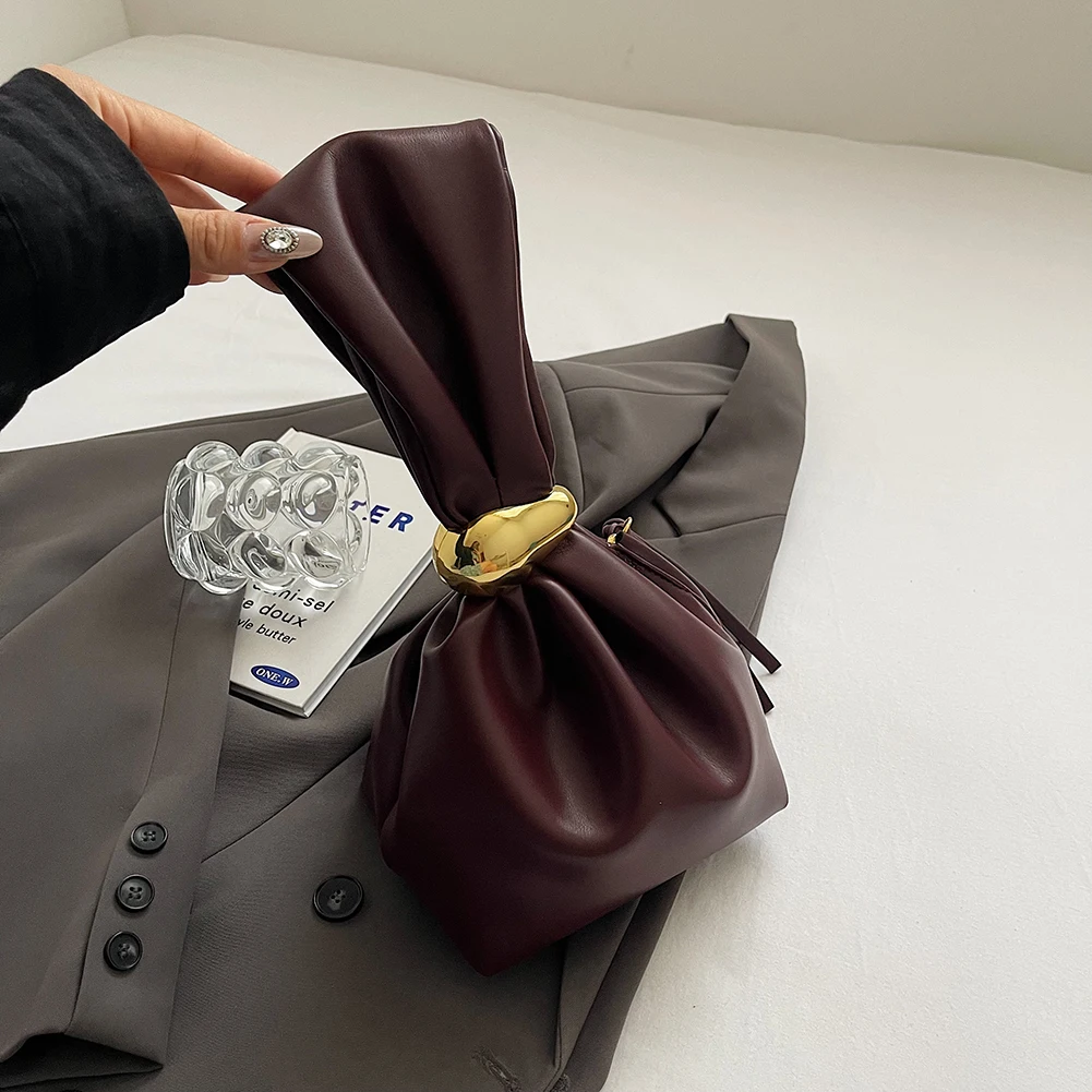 Vrouwen PU Designer Tote Handtas Grote Capaciteit Chique Hobo Tas Ritssluiting Mini Emmer Tas Effen Kleur Draagbare Slouchy Portemonnee