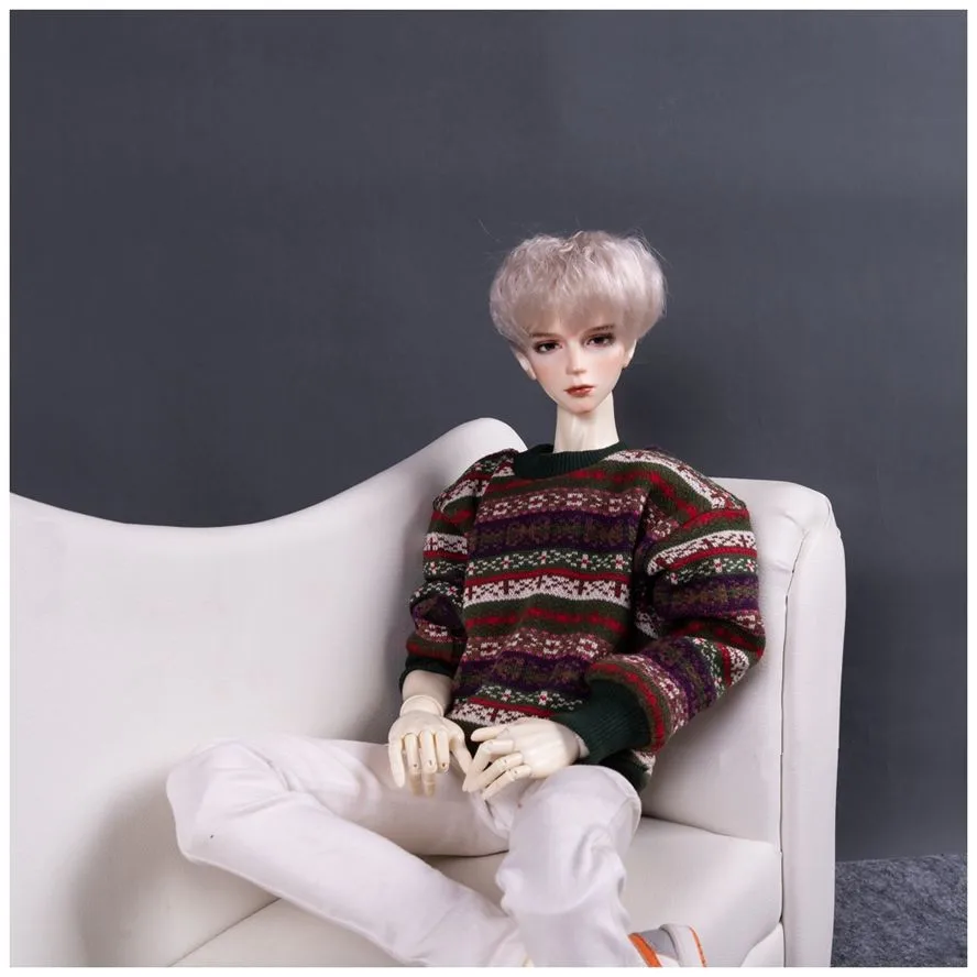 BJD doll clothes for 1/3 1/4  SD13 SD17 POPO68 fashion versatile new jacquard knit sweater round neck New Year clothes sweater