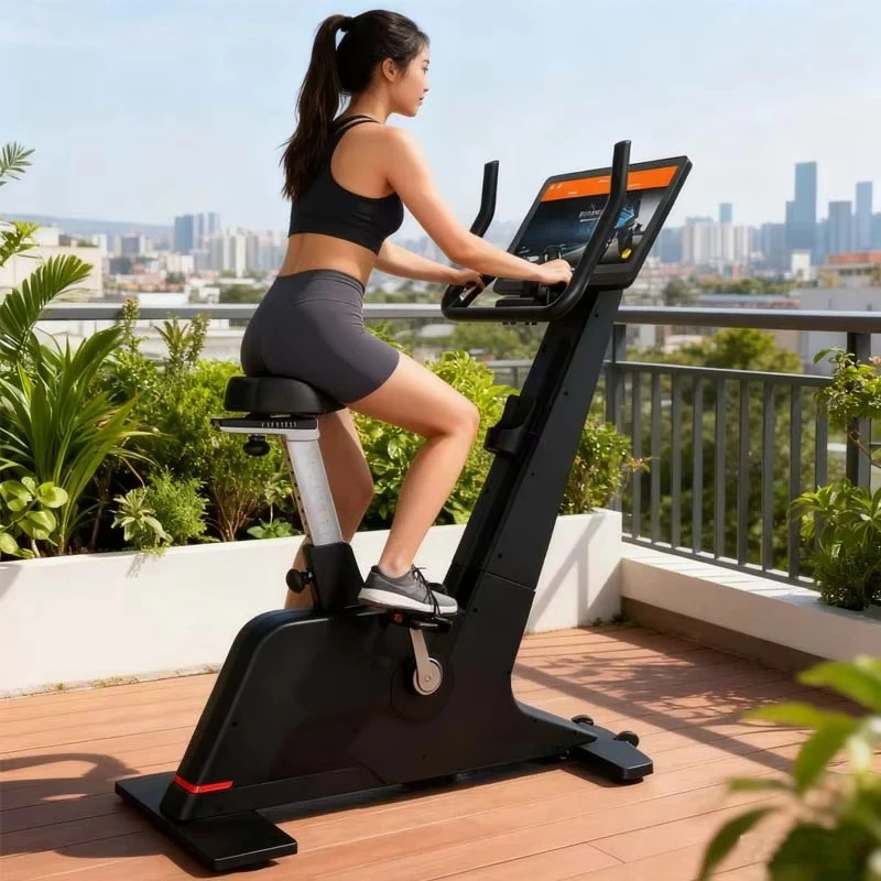 K9005P Commercial Gym Equipment Belt Drive Upright Exercise Bike Indoor Fitness Comfortable Seat Magnetic Resistance LCD Display