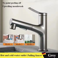 Pull out the bathroom faucet Cold and hot water outlet Bathroom sink faucet Three mode outlet sink faucet