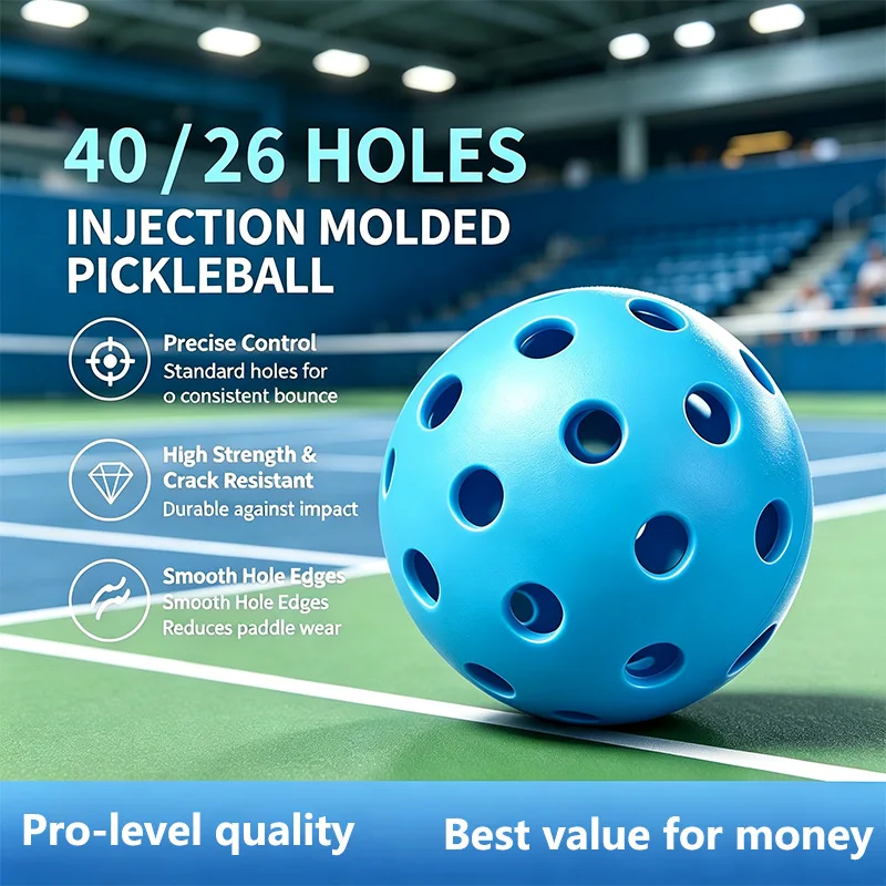 40-Hole Competition Outdoor Pickleballs, Rotomolded PE, Stable Bounce, Crack Resistant, 10Pcs for Pickleball Training & Matches
