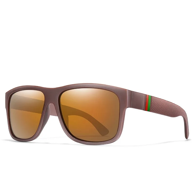 Klassische Herren-Sonnenbrille mit quadratischen polarisierten Gläsern, Outdoor-Fahren, Radfahren, Laufen, Schutzbrille, Vintage, großer Rahmen, UV400 – Detail 3