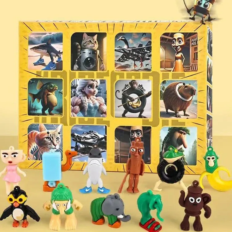 12PCS Blind Box Italiaanse Brainrot Tungtung Sahur Tralalero Tralala Beeldje Hanger Mystery Box Model Speelgoed Kerst Hallowmas Gift