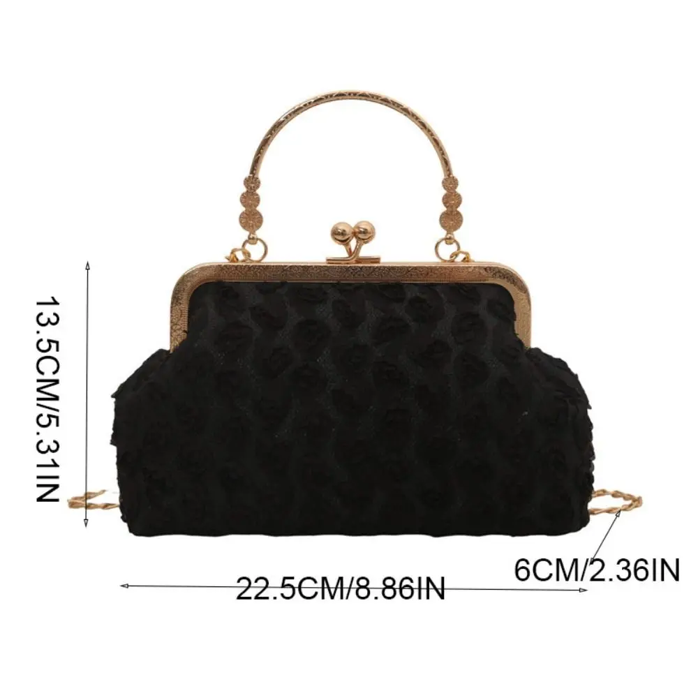 Bolsa de banquete de festa de corrente portátil estilo coreano portátil beijo bloqueio bolsa de ombro flor grande capacidade crossbody saco senhoras