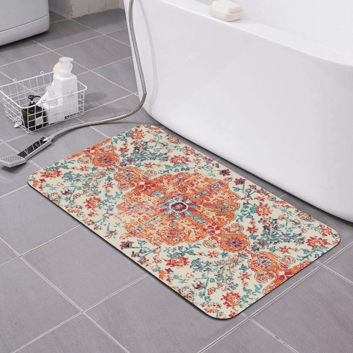 Aztec Terracotta Boho Diatom mud cushion absorbent quick drying mat bathroom door mat toilet diatomaceous earth non-slip