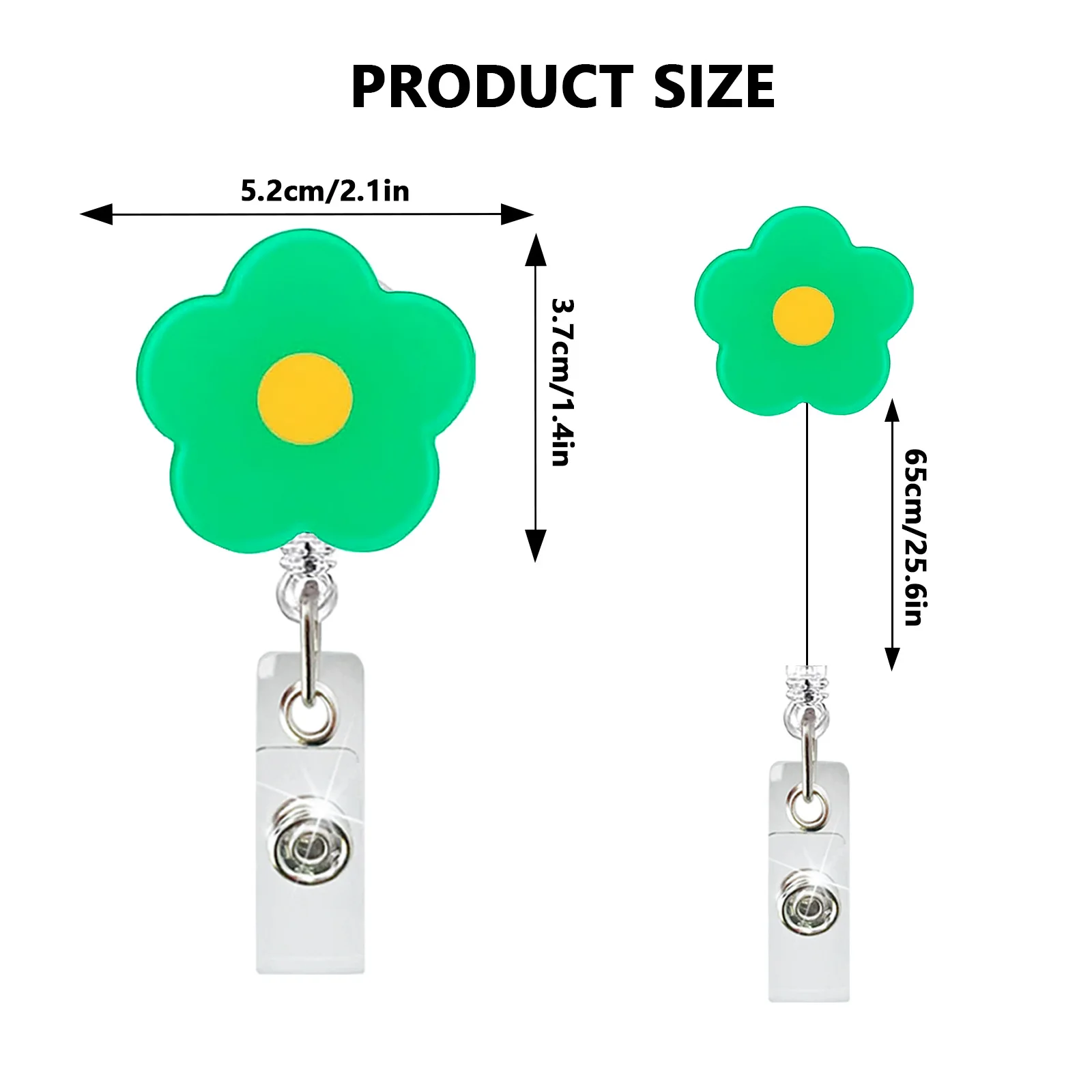 Acrylic Colorful Flower Badge Reel Retractable Alligator Clip Id Card Holder For Nurse Doctor Office Worker Teacher Student