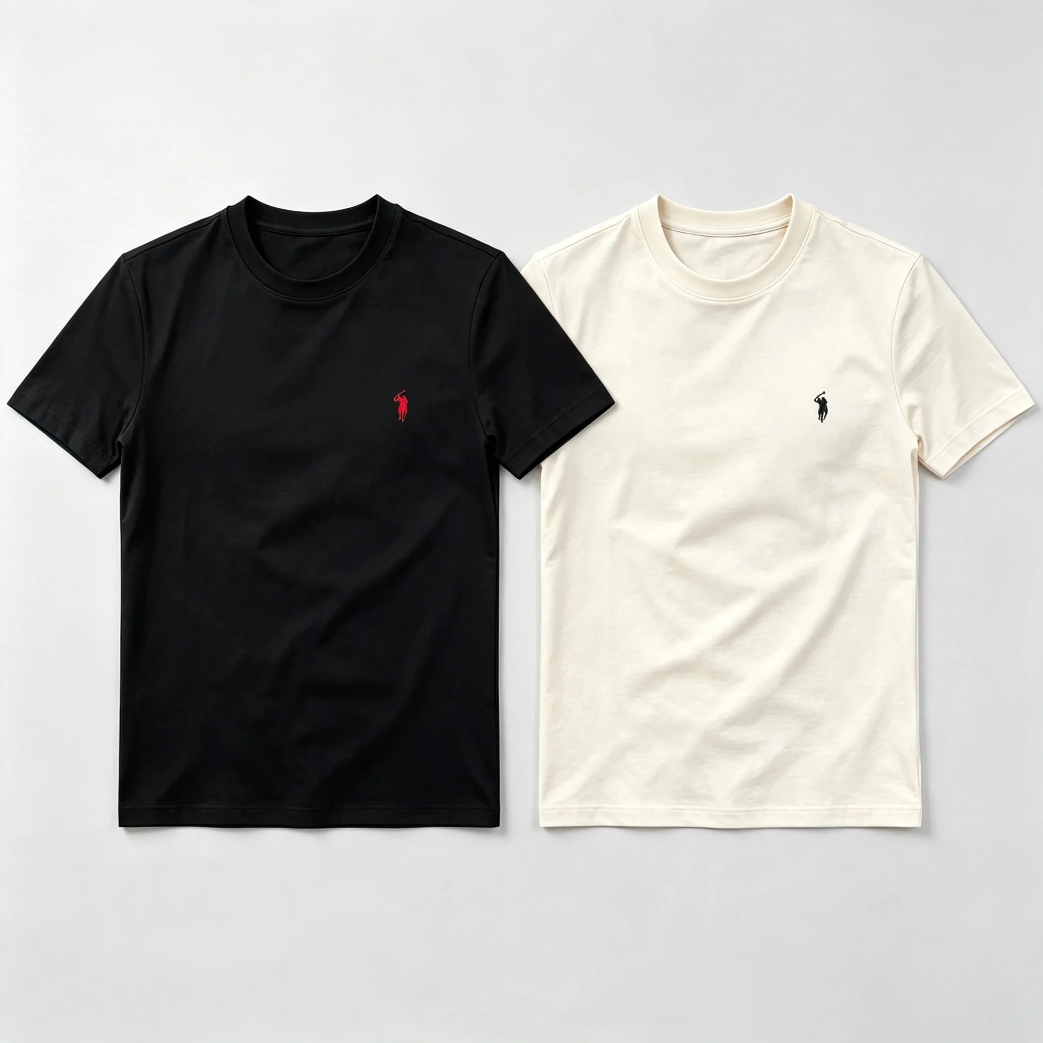 2Pack Men's 100% Pure Cotton Crew Neck Short Sleeve T-Shirt, 2026 Summer Fashion Pony Embroidery Casual Sports Tops,2 Pieces Set