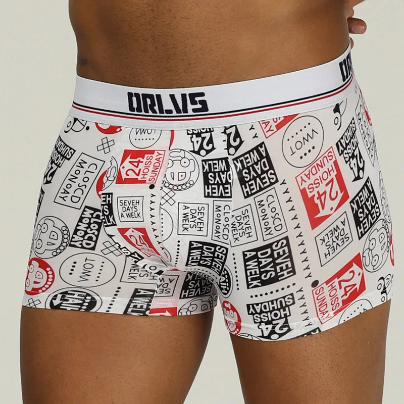 ORLVS men's ice silk boxer shorts for summer sports comfort, breathability, quick drying, low waisted, and protruding four corne