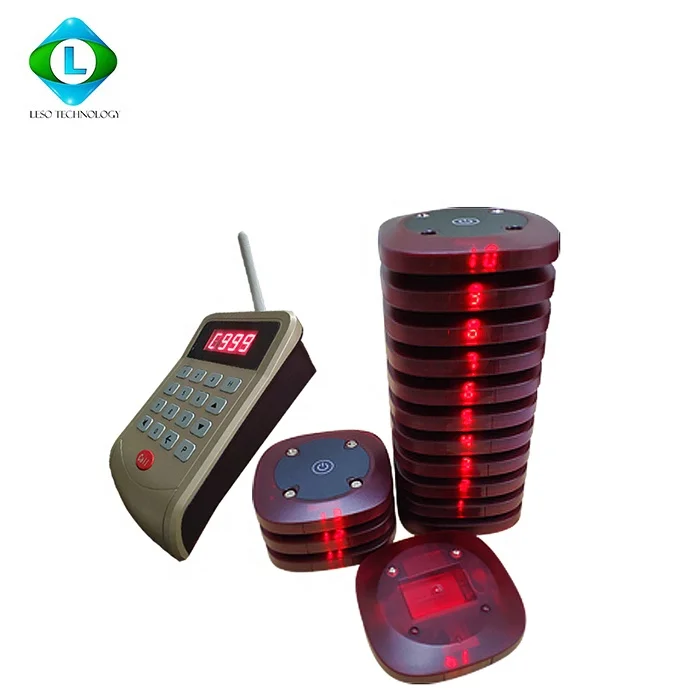 Restaurant kitchens waiter Queuing Calling System with 1 Transmitter + 20 Coaster Pagers