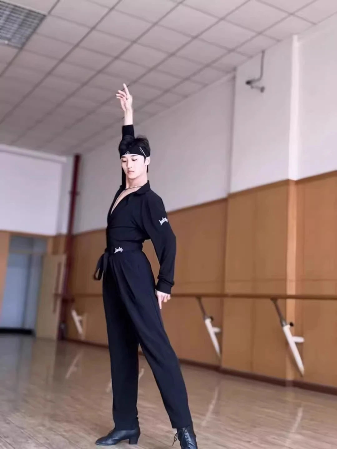 UK Latin dansjurk Heren shirt met lange mouwen Relaxed Fit Elegante prestatiekleding voor ballroompraktijk Ballroomdanskostuums