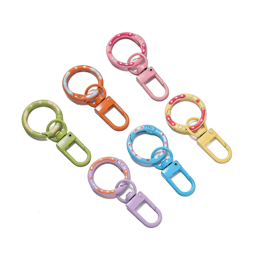 

1pcs Keyring Lobster Clasp Spring Buckle with Buckle Colorful Keychains for DIY Jewelry Making Key Ring Hooks Bags Buckle