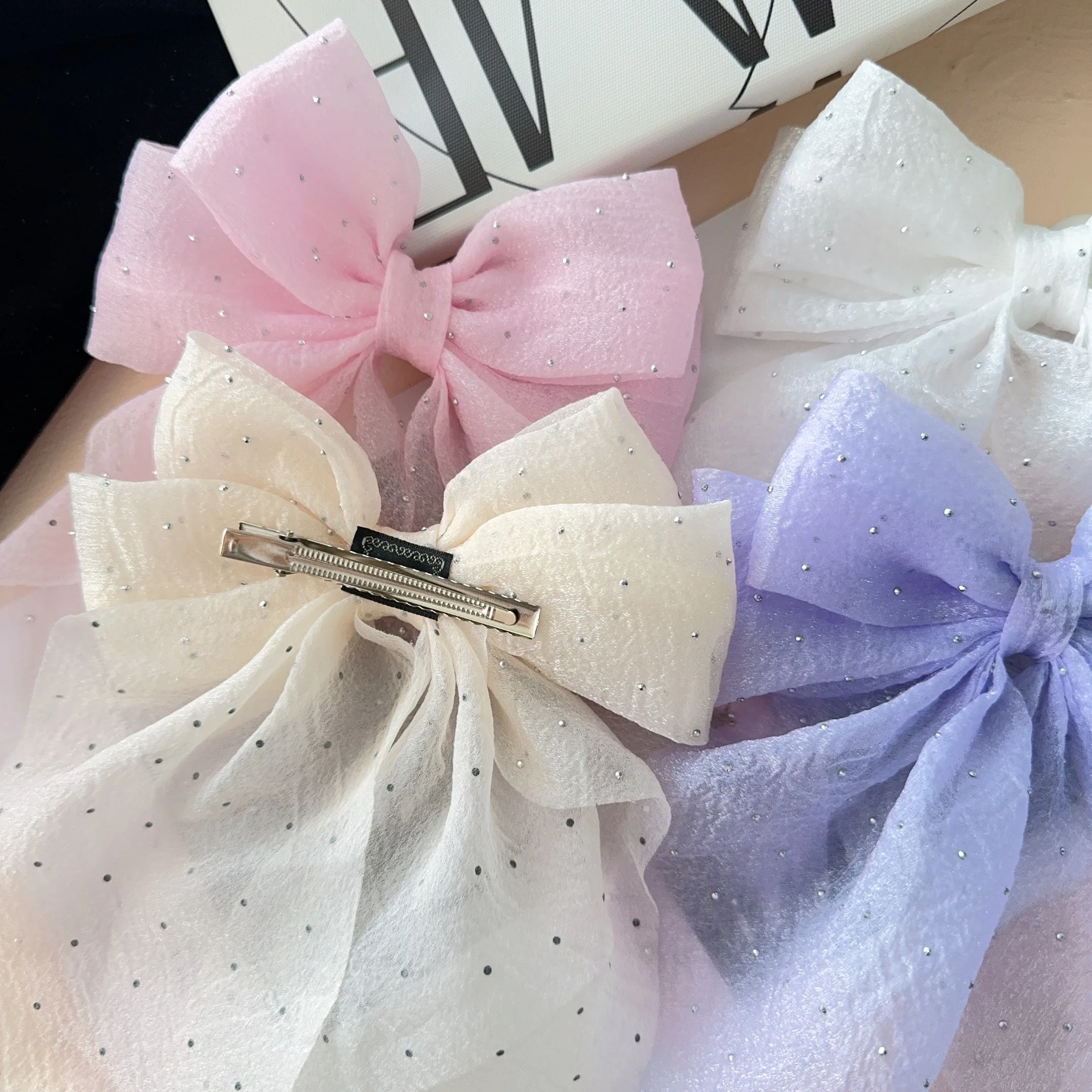 10Colors Elegant Large Bow Ribbon Hair Clip Women Fashion Simple Satin Spring Clip Ponytail Bow Hairpin Girls Hair Accessories