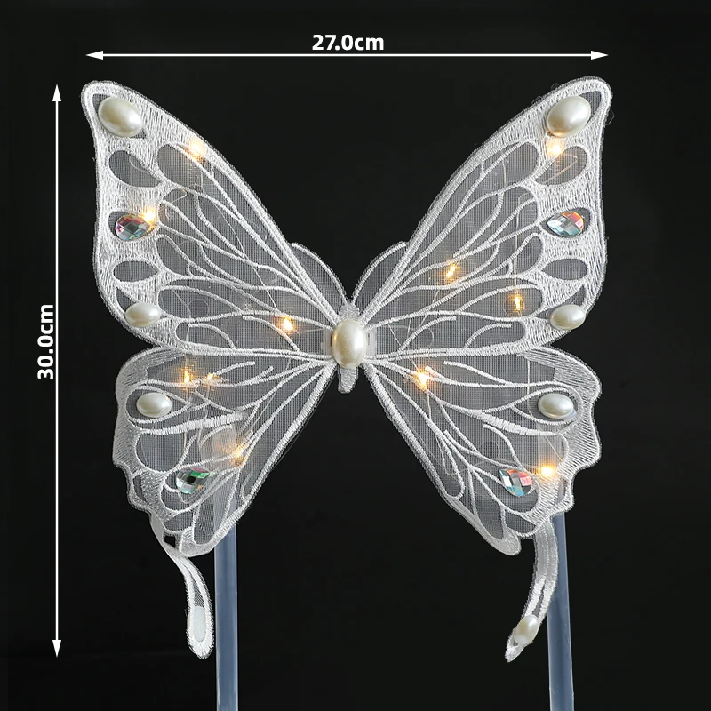 Big Butterfly Decoration for Valentine's Day Cake Insert Queen Mother Happy Birthday Love LED Light Wedding Baking Supplies