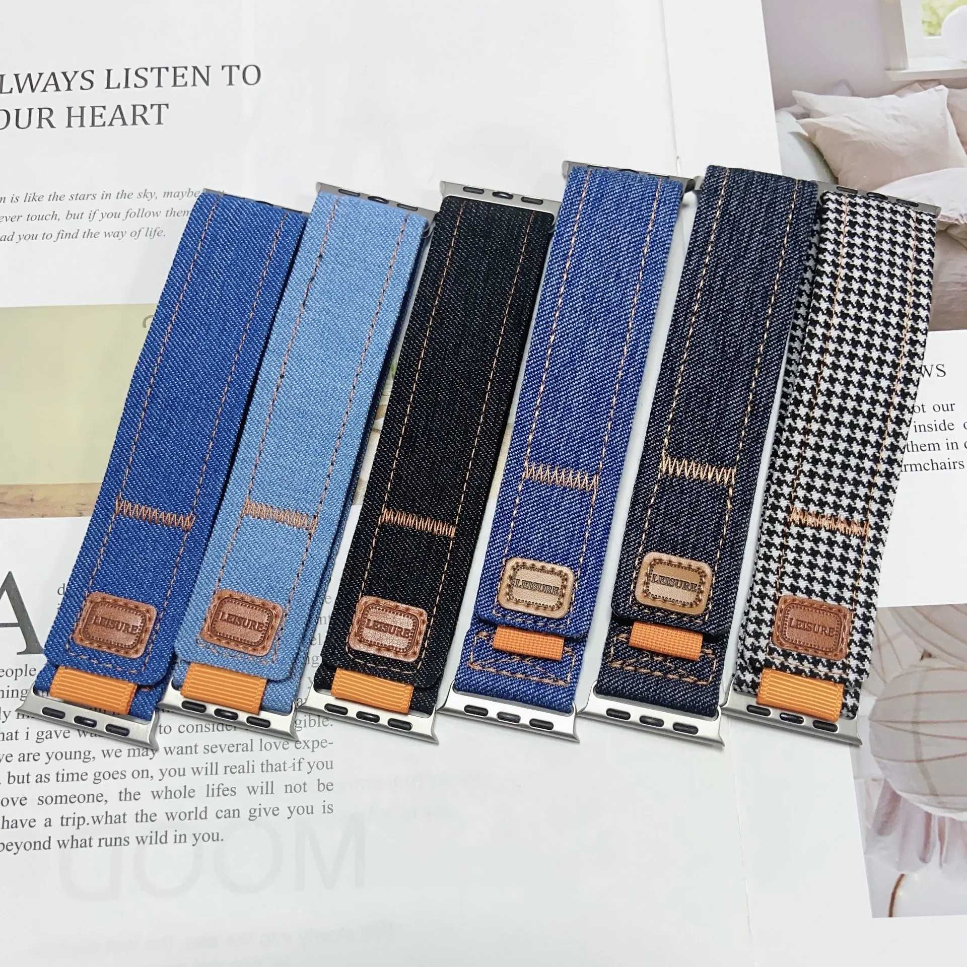 Nylon Loop Strap for Apple Watch Ultra/2 49mm 10 9 8 7 46mm 45mm 41mm Denim Canvas Bracelet IWatch 6 5 4 3 SE/2 44mm 42mm 40mm