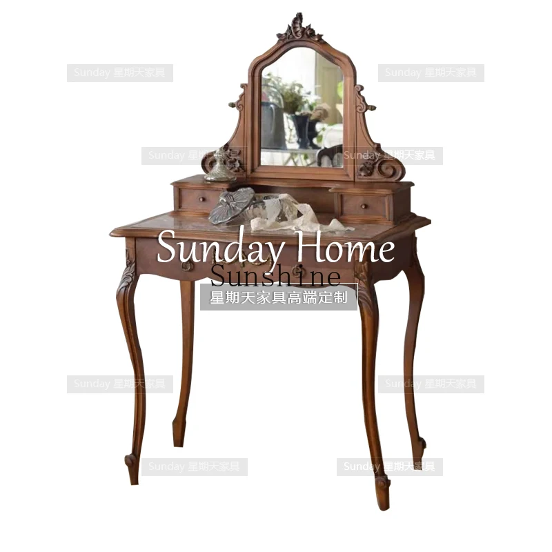 French hand-carved dresser wood color old master bedroom desk